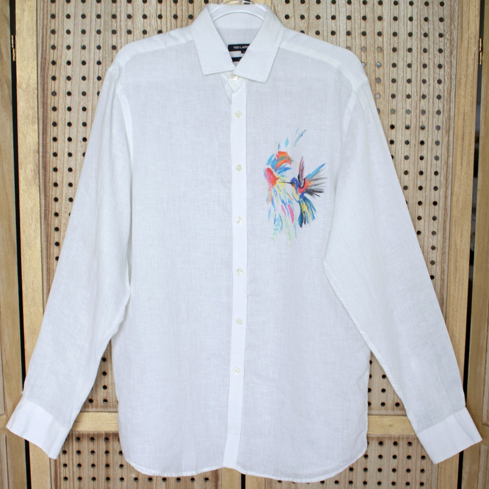 Ted Lapidus Mens SIZE 3 39/40 French Linen Button Dress Shirt Lavato LS